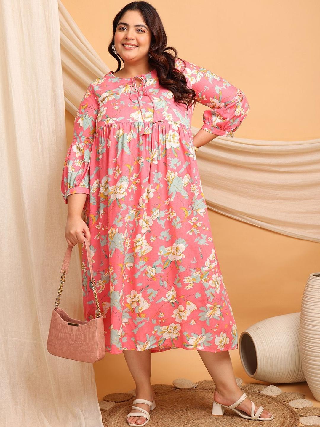 Buy Fashion Zest Floral Print A-Line Midi Dress - Dresses for