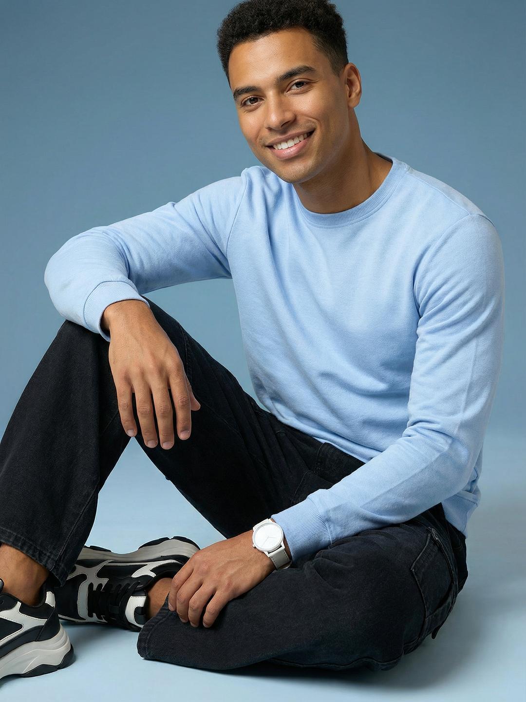 HERE&NOW Solid Round Neck Sweatshirt - Image 1