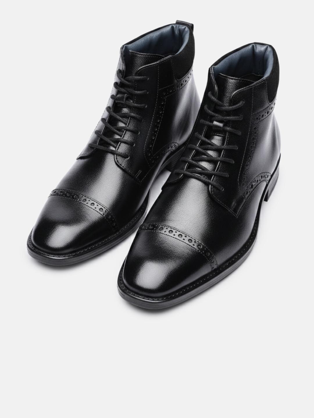 Kenneth Cole Men Brogue Style Mid-Top Leather Boots