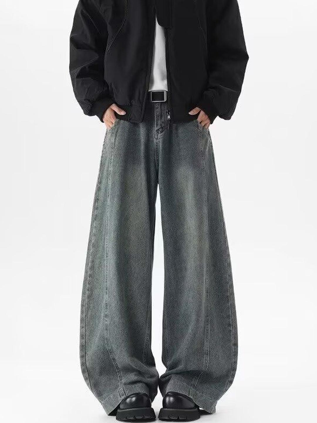 StyleCast x Revolte Men Wide Leg Mid-Rise Light Fade Jeans