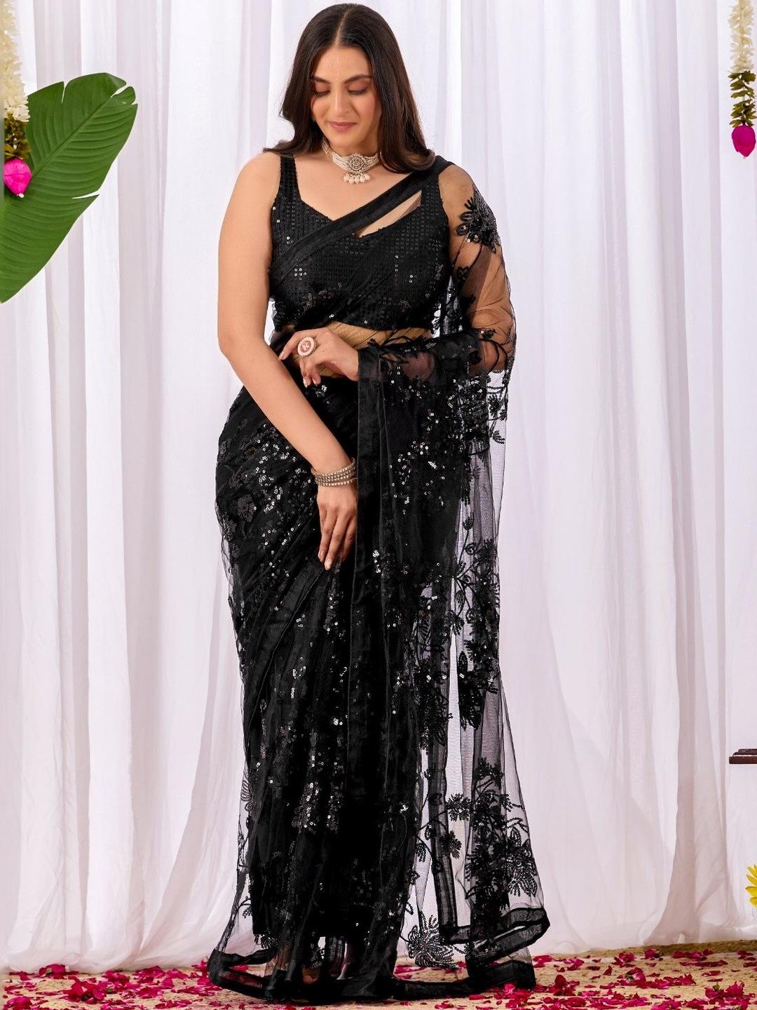 Sidhidata Embellished Sequinned Net Saree