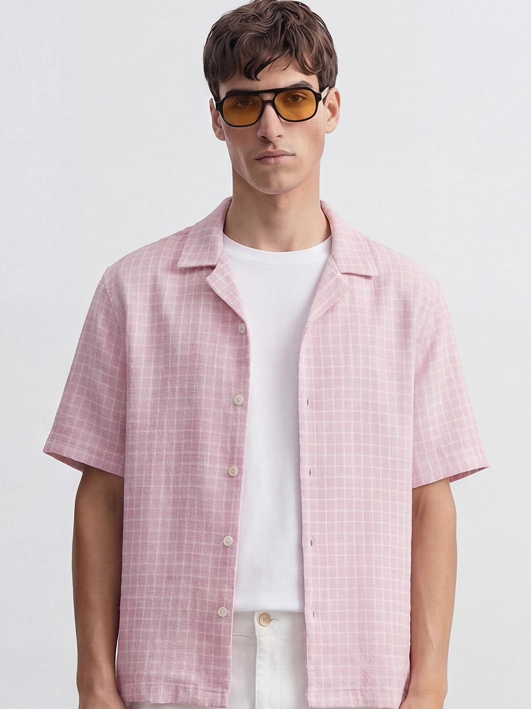 HIGHLANDER Men Windowpane Checks Casual Shirt