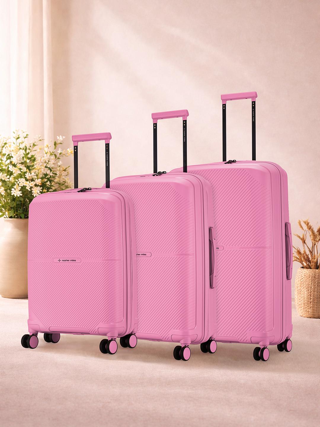 Buy Nasher Miles Set of 3 Pink Hawaii Hardside Luggage Bag 55cm