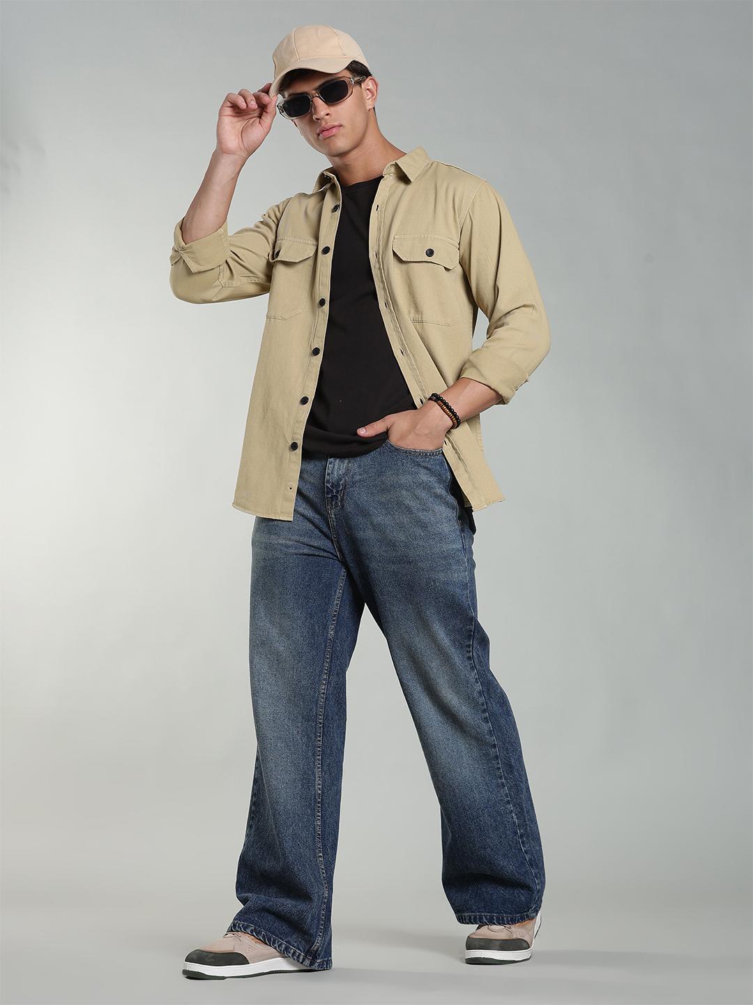FOUL CHILD Men Wide Leg High-Rise Light Fade Jeans - Image 1