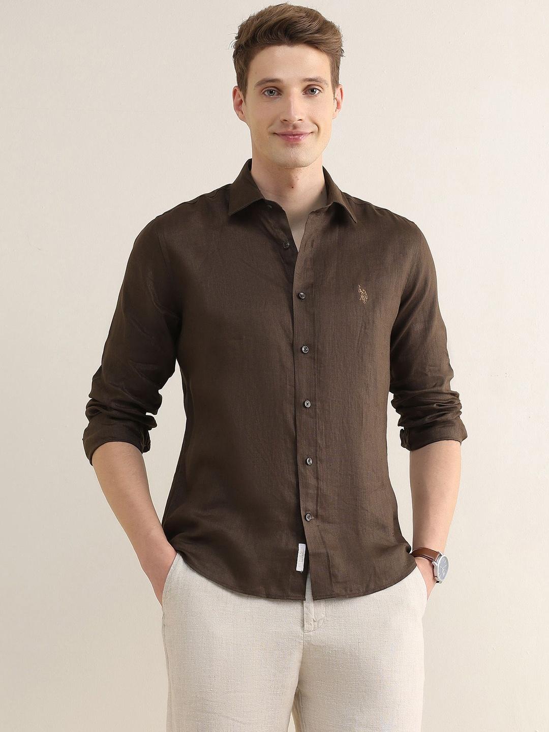 U.S. Polo Assn. Solid Pure Regular Fit Linen Shirt