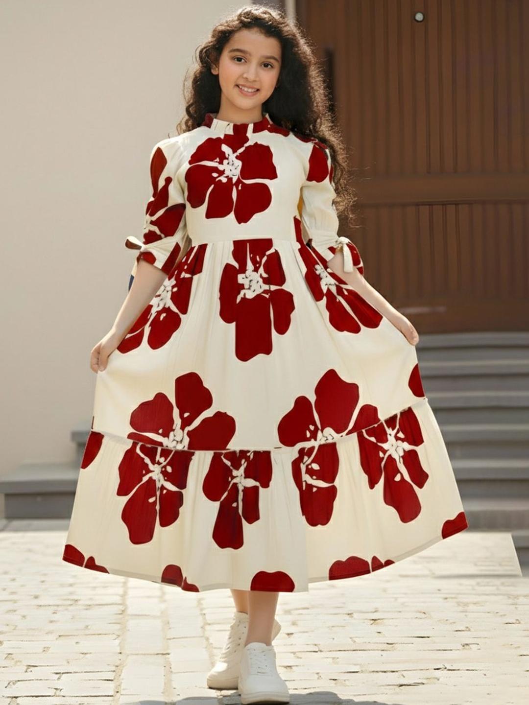 Buy FASHION DREAM Floral Print Puff Sleeve Fit & Flare Midi Dress