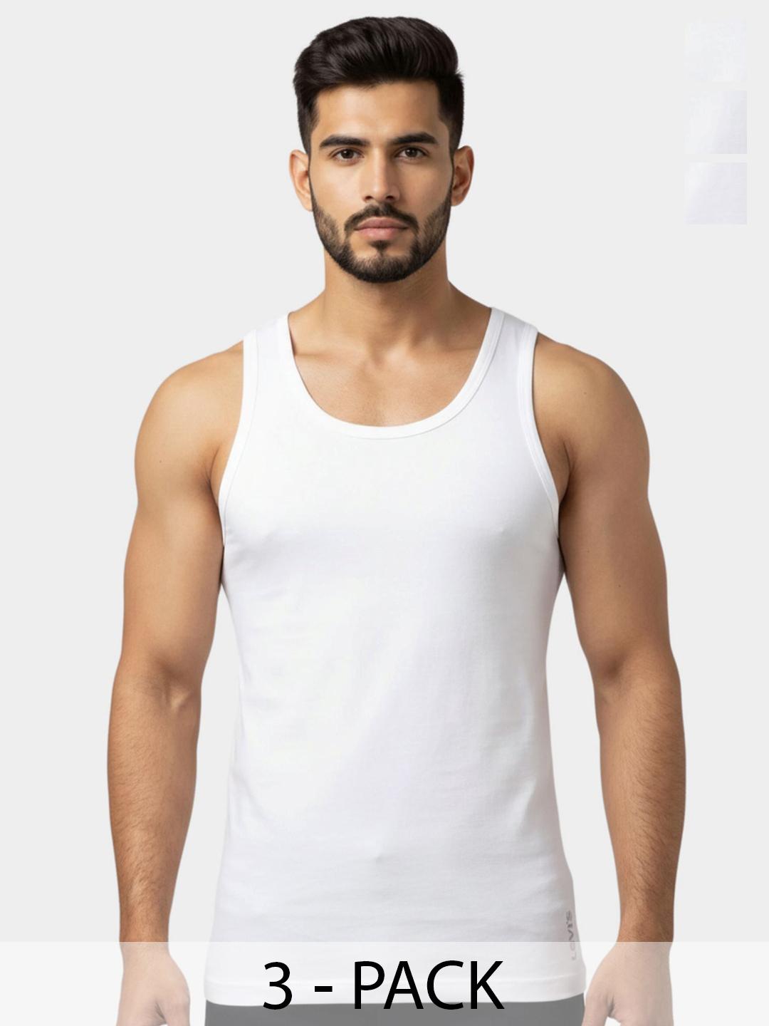 Levis Men 3-Pack Pure Cotton Sleeveless Vest Pack of 3 - Image 1