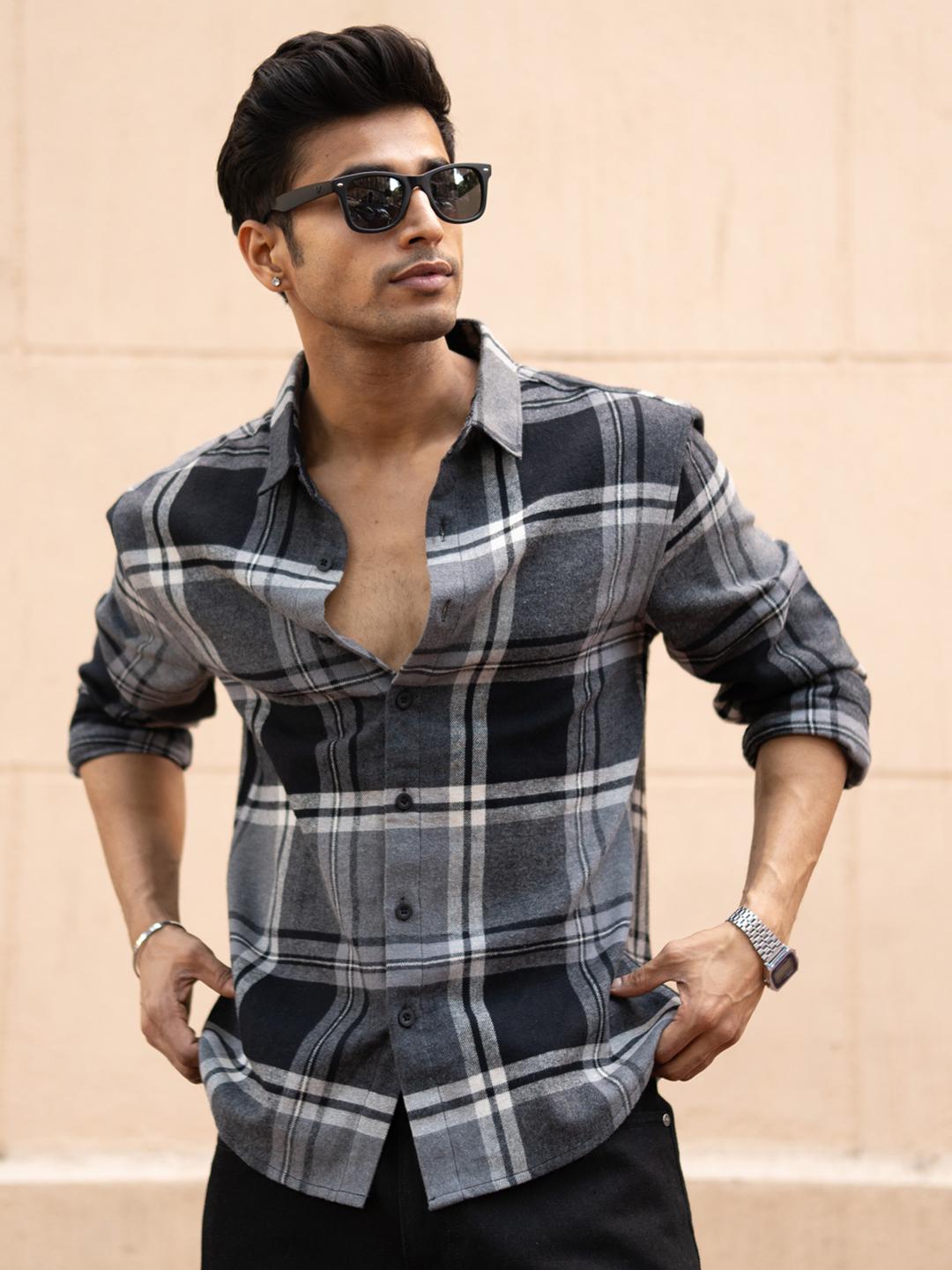 Powerlook Macro Checks Tartan Cotton Shirt - Image 1