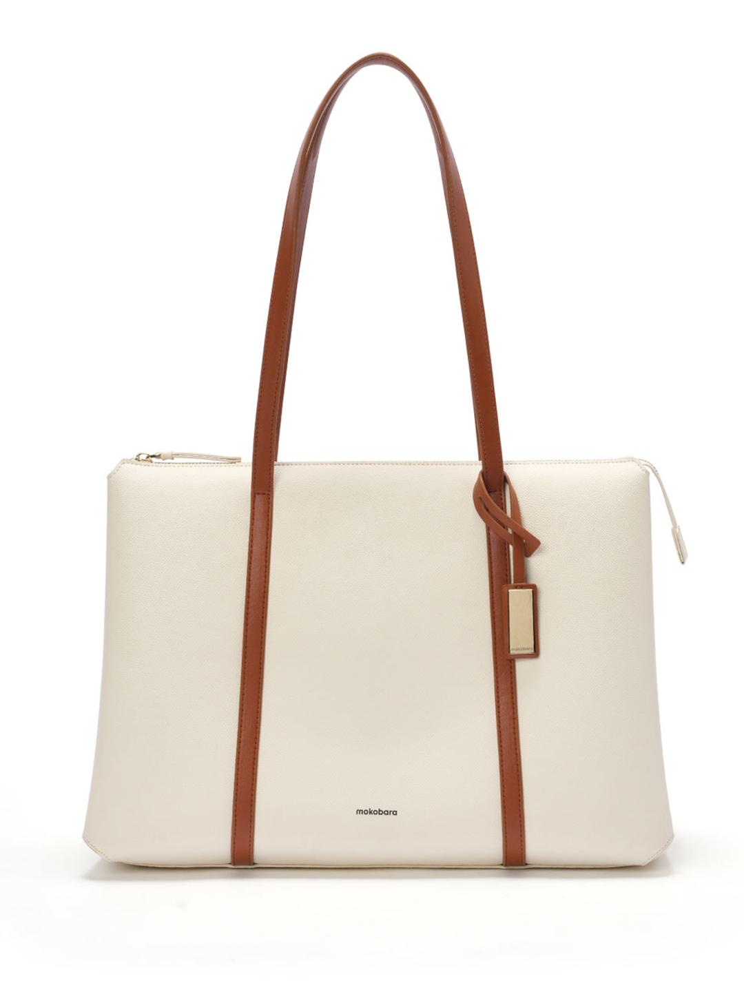 MOKOBARA Women Easy Going Tote Vegan Leather Medium Off White