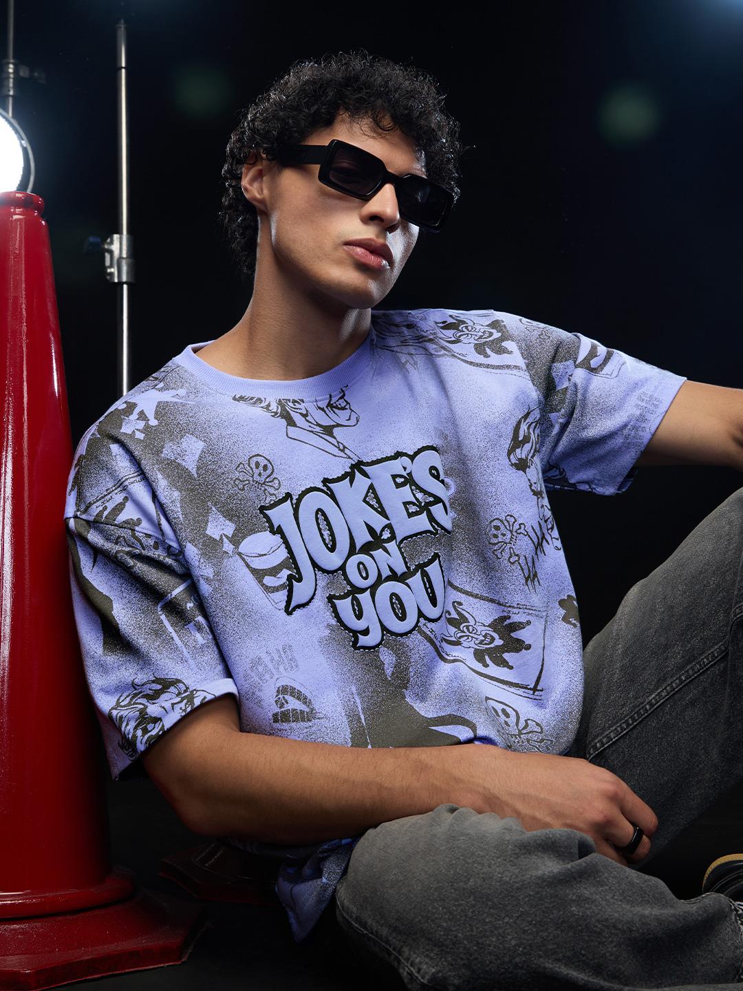 The Souled Store Men Oversized Joker Lavender Tshirts - Image 1