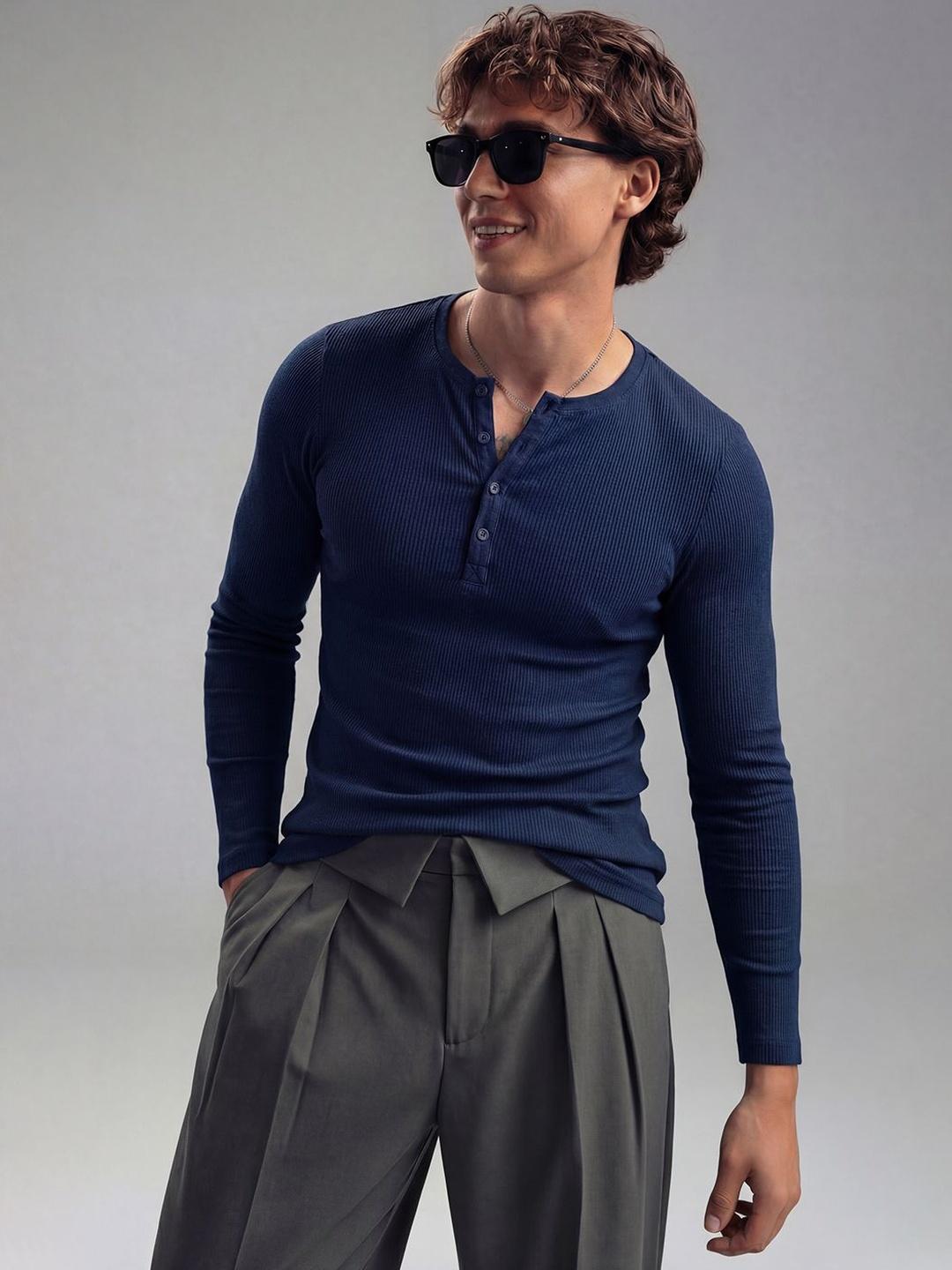 FUGAZEE Men Henley Neck T-shirt