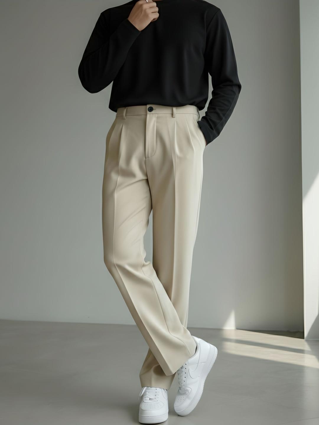 INDICLUB Men Comfort Loose Fit Pleated Trousers - Image 1