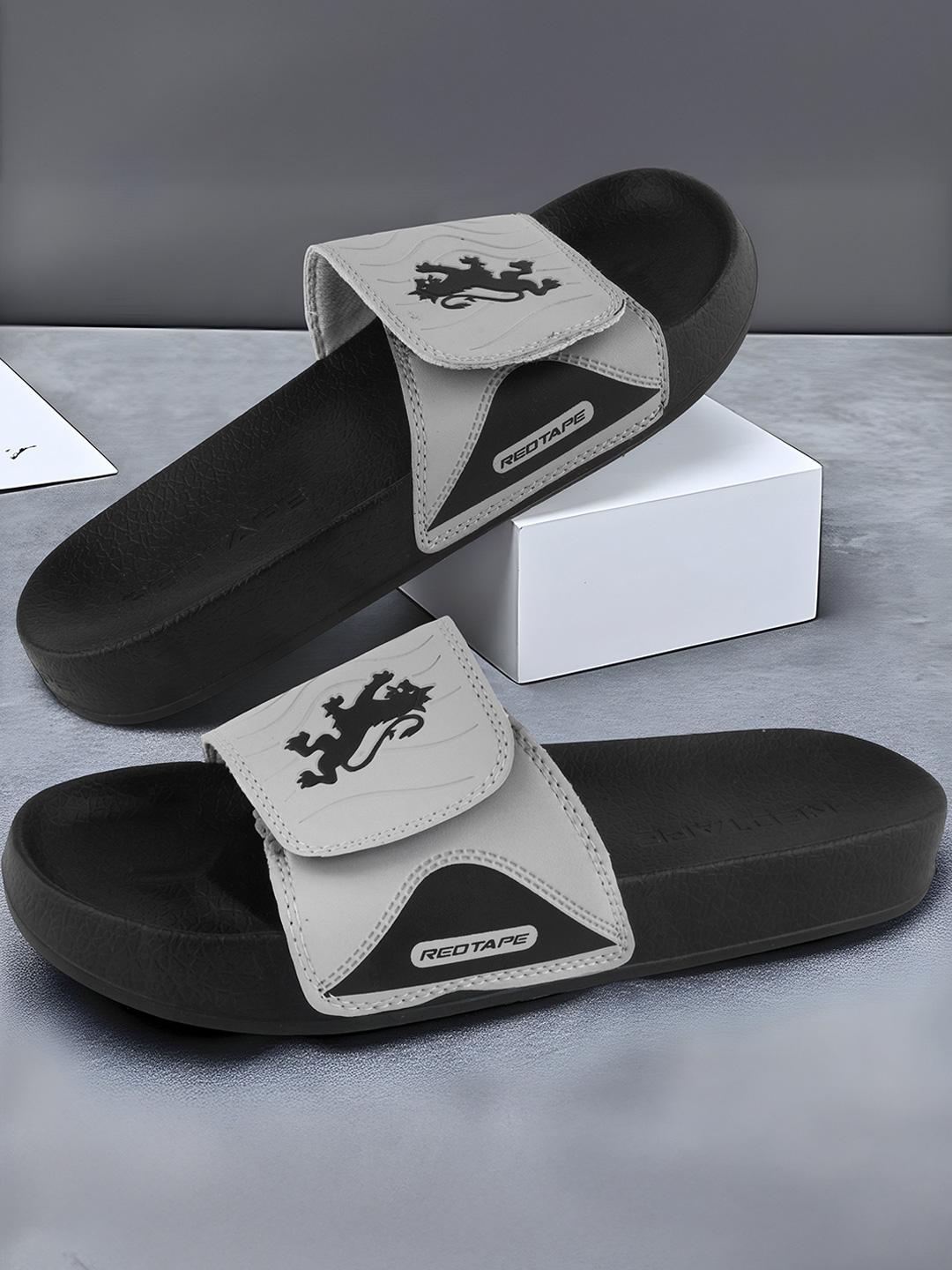 Red Tape Men Printed Rubber Sliders