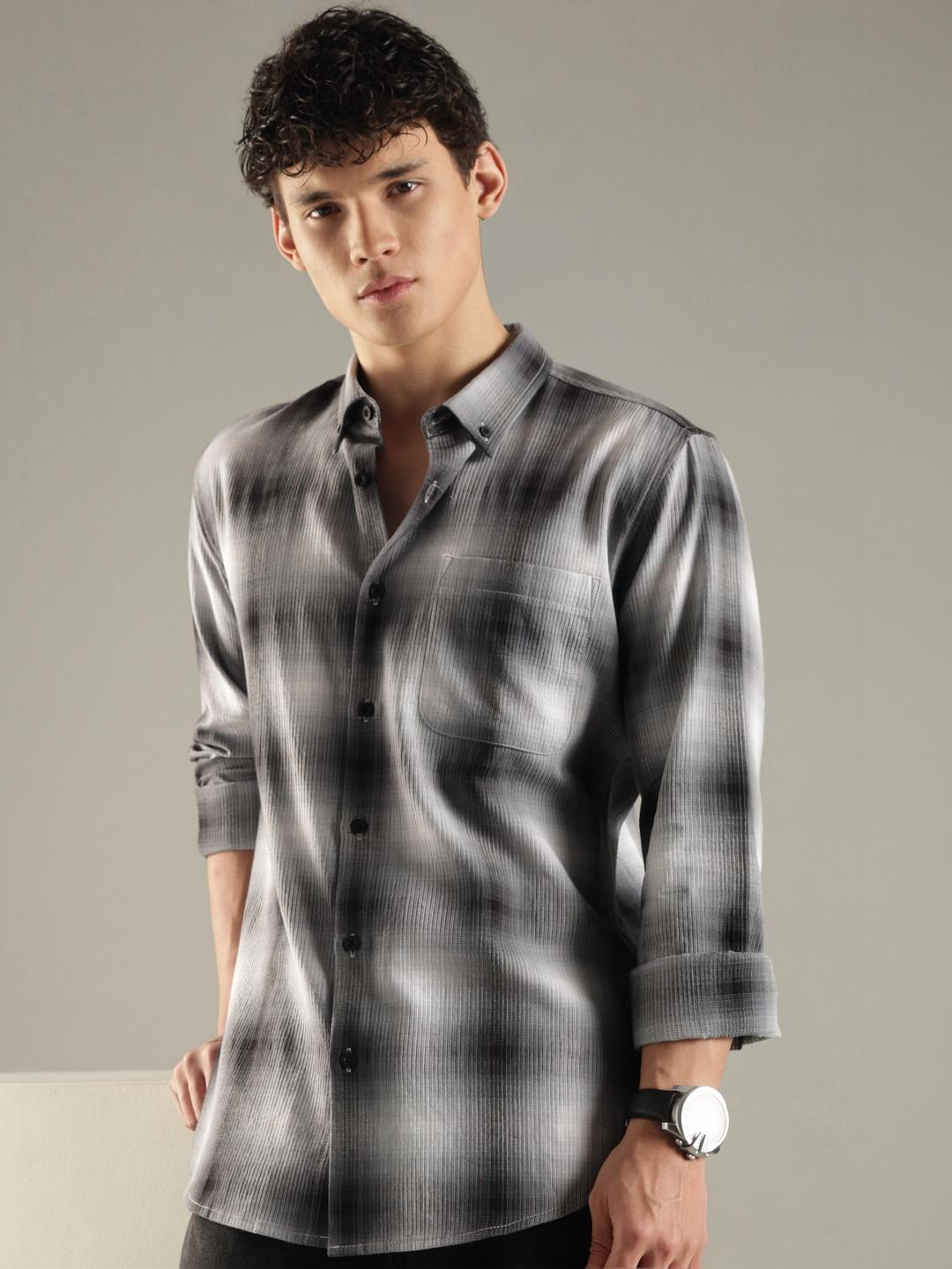 HERE&NOW Men Slim Fit Checked Casual Shirt - Image 1