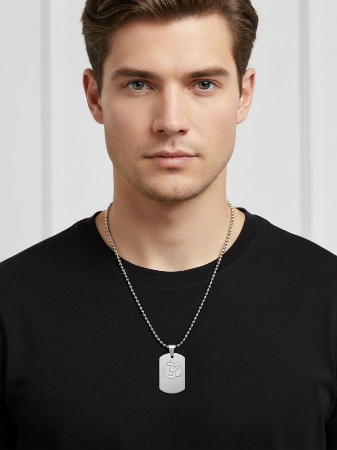 order E7♡ Buy I Jewels Men Silver Plated Chain With Pendant - Necklace and