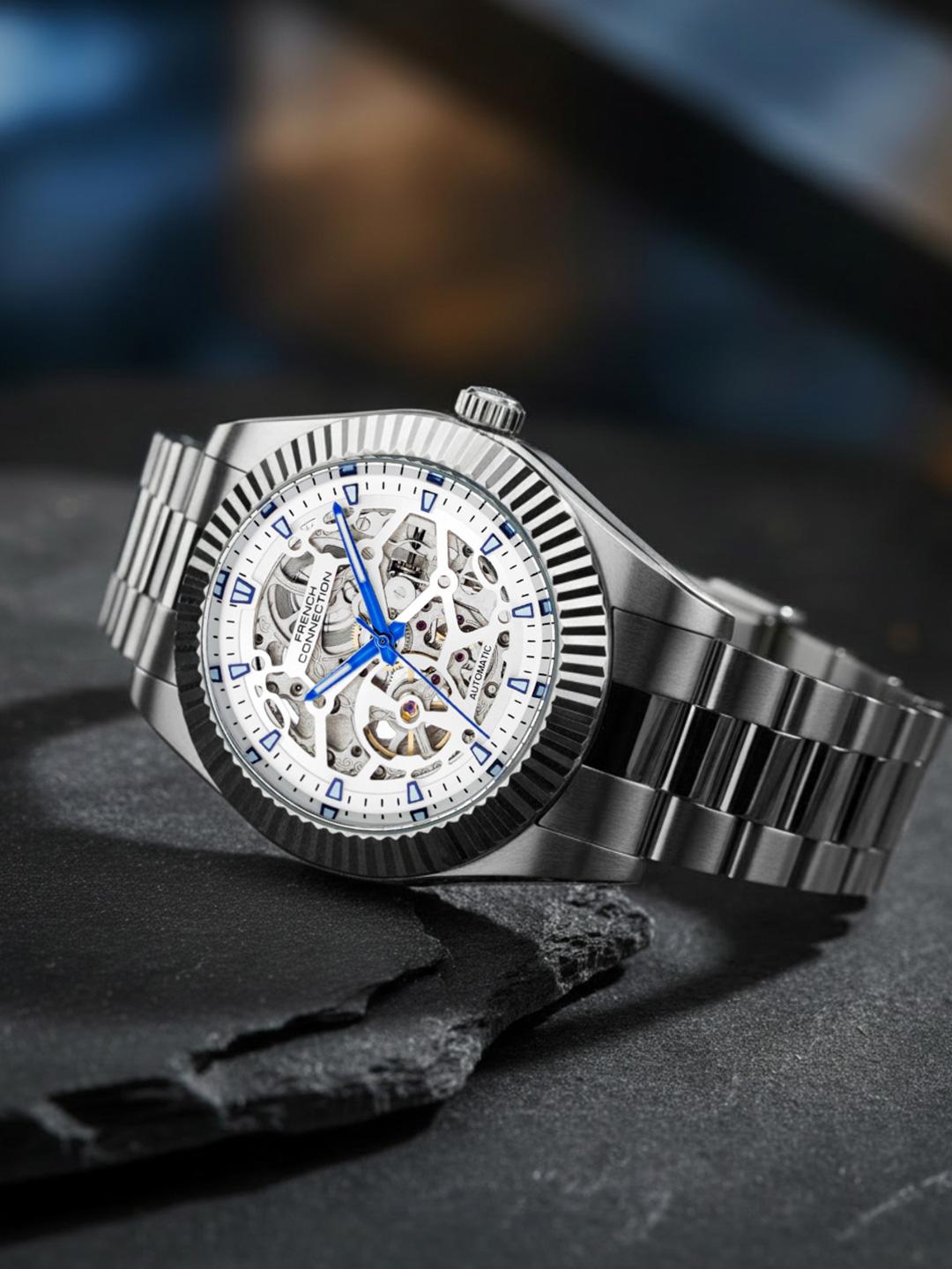 French Connection Men Skeleton Dial & Stainless Steel Straps Analogue - Image 1