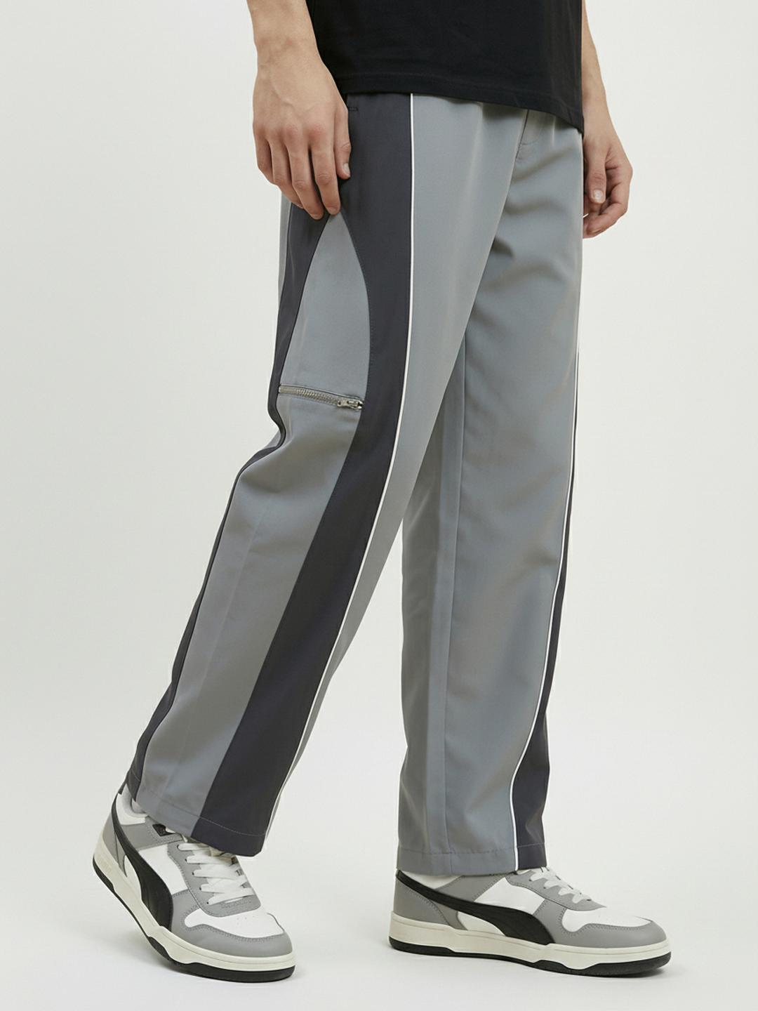 glitchez Men Colorblocked Mid-Rise Track Pants - Image 1