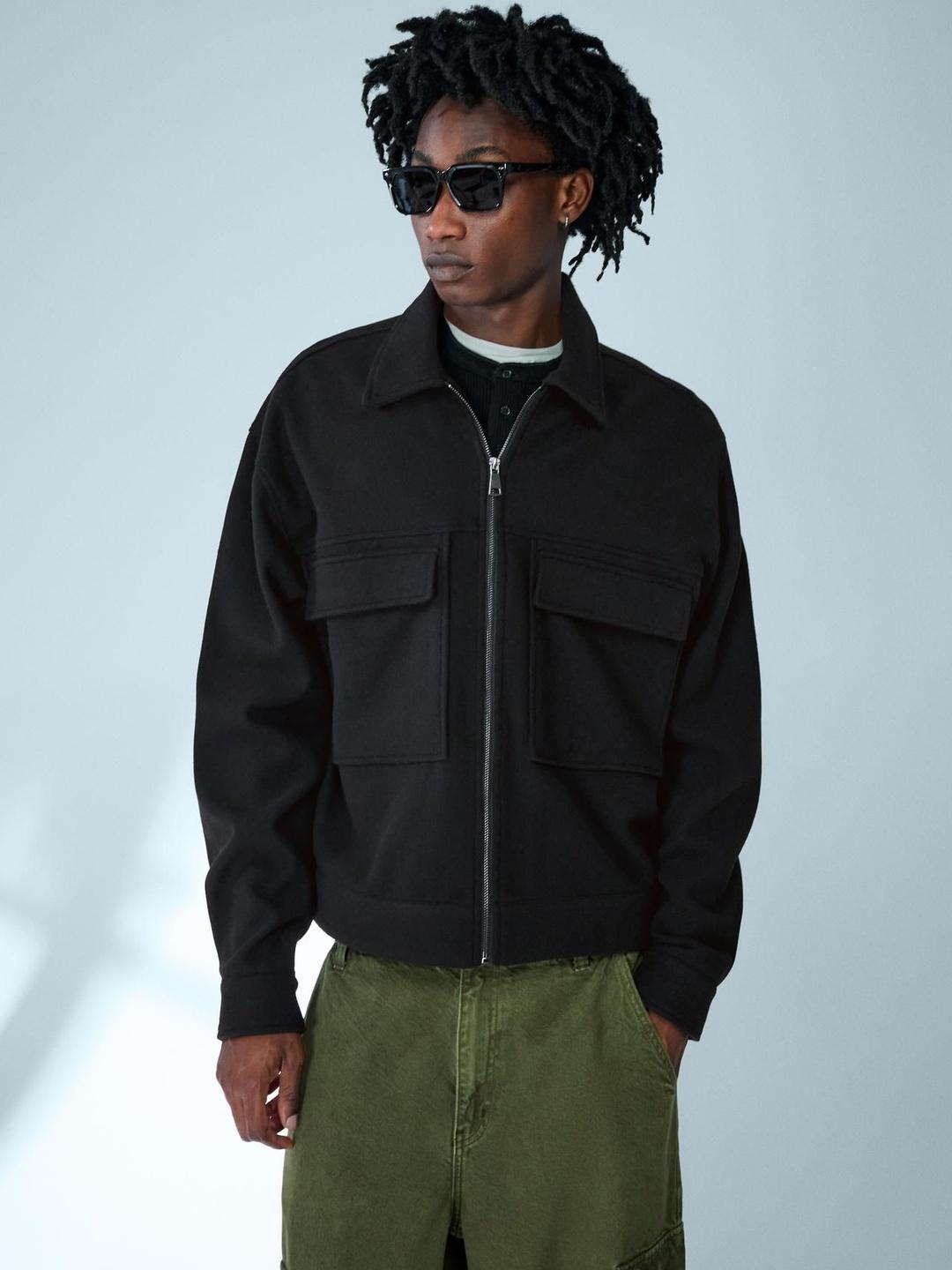 Bershka Boxy Flannel Zip Overshirt