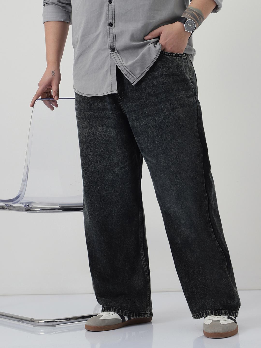 Urbano Plus Men Black Light Fade Jeans