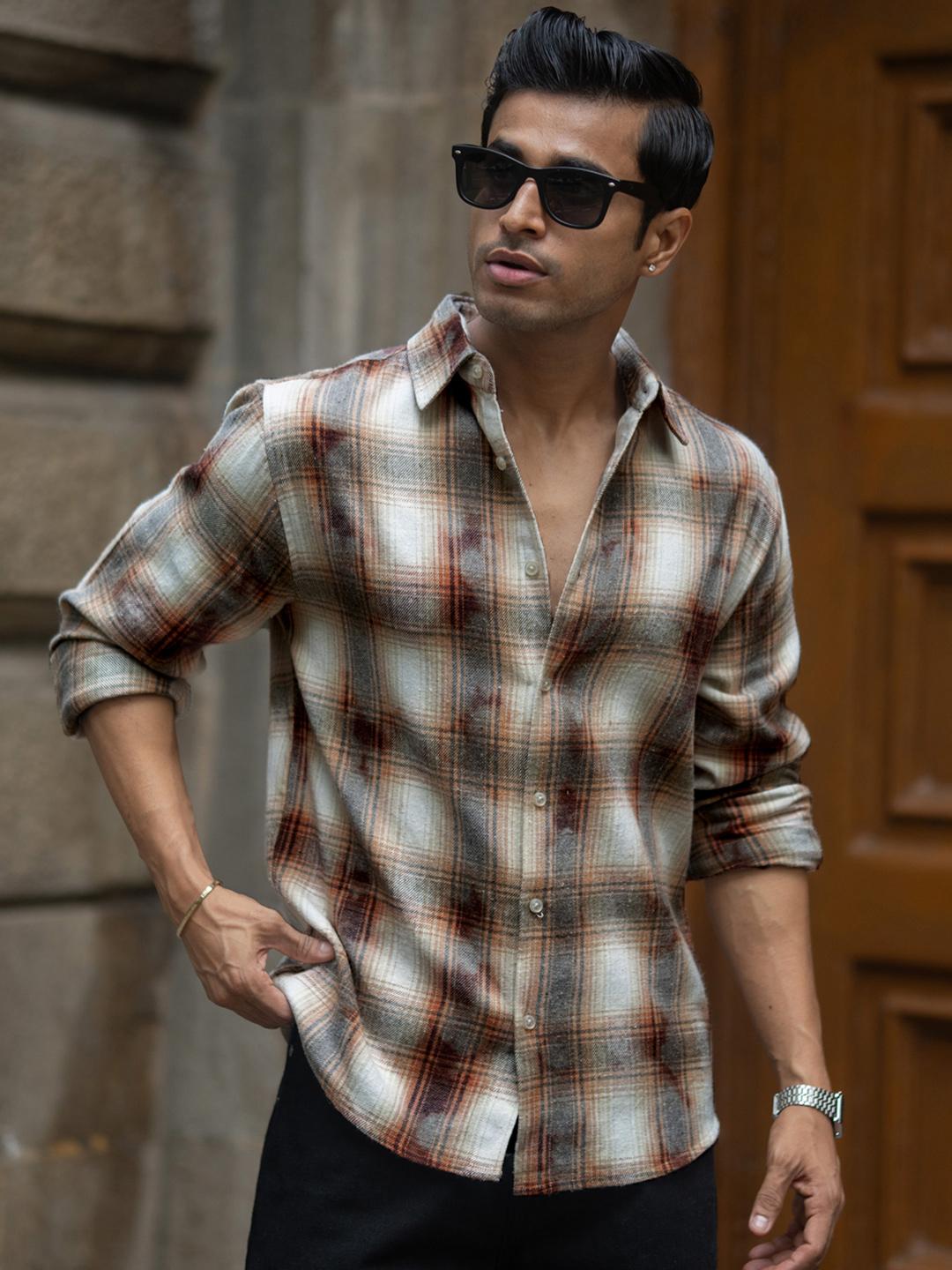 Powerlook Washed Checks Tartan Cotton Shirt - Image 1