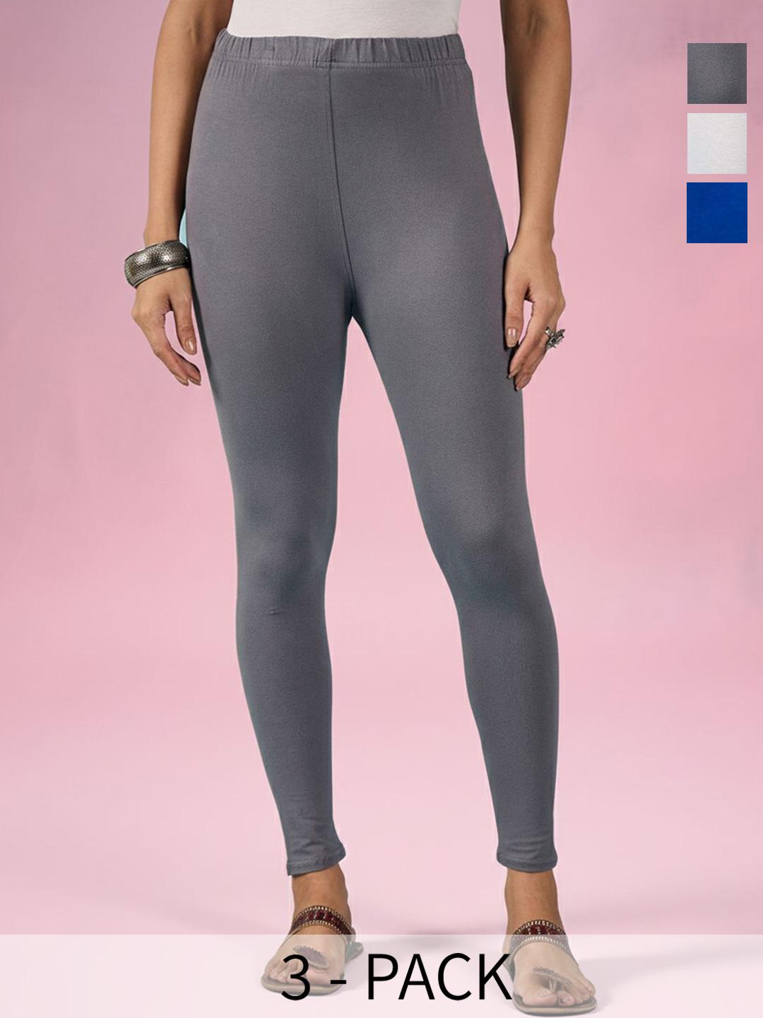 Buy AIOQ Pack Of 3 Cotton Ankle Length Leggings - Leggings for