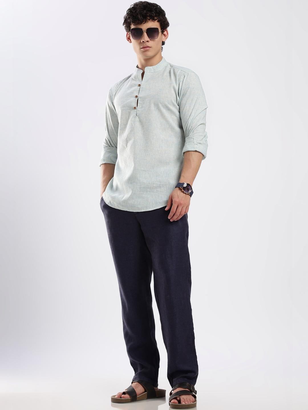 HERE&NOW Men Sequinned Pathani Kurta - Image 1