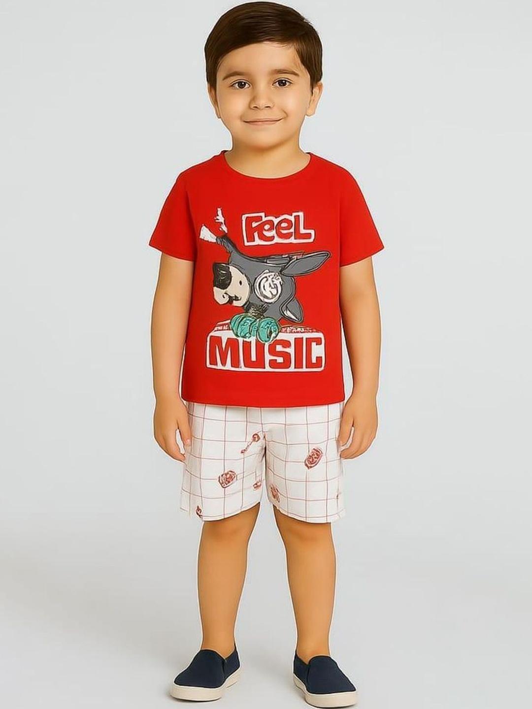 ミニクロshop Buy Tiny Hugs Boys Printed T-shirt with Shorts - Clothing Set for