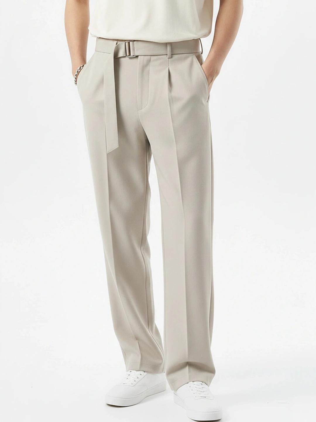 ANDREW HILL Men Straight Fit Pleated Trousers - Image 1
