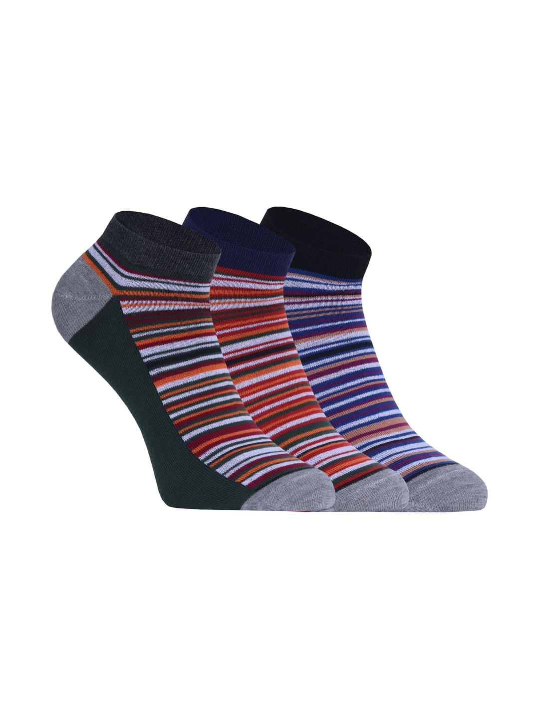 Buy USOXO Unisex Pack of 3 Cotton Striped Ankle Length Socks