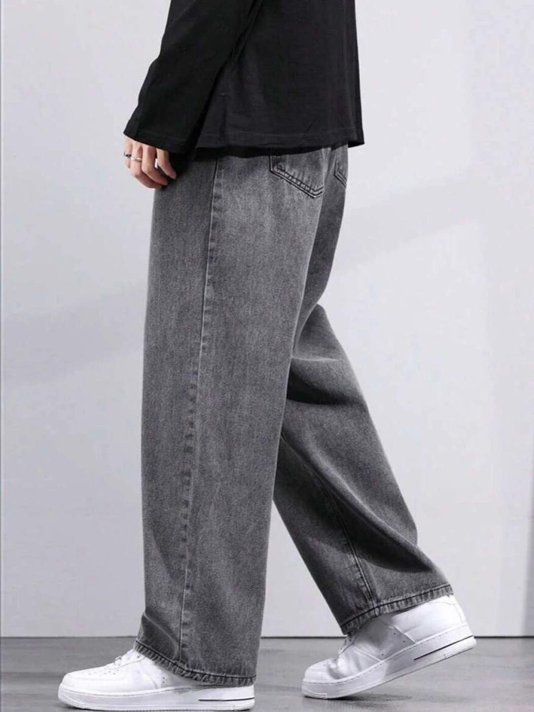 MARK VIEW Men Wide Leg Mid-Rise Light Fade Stretchable Jeans