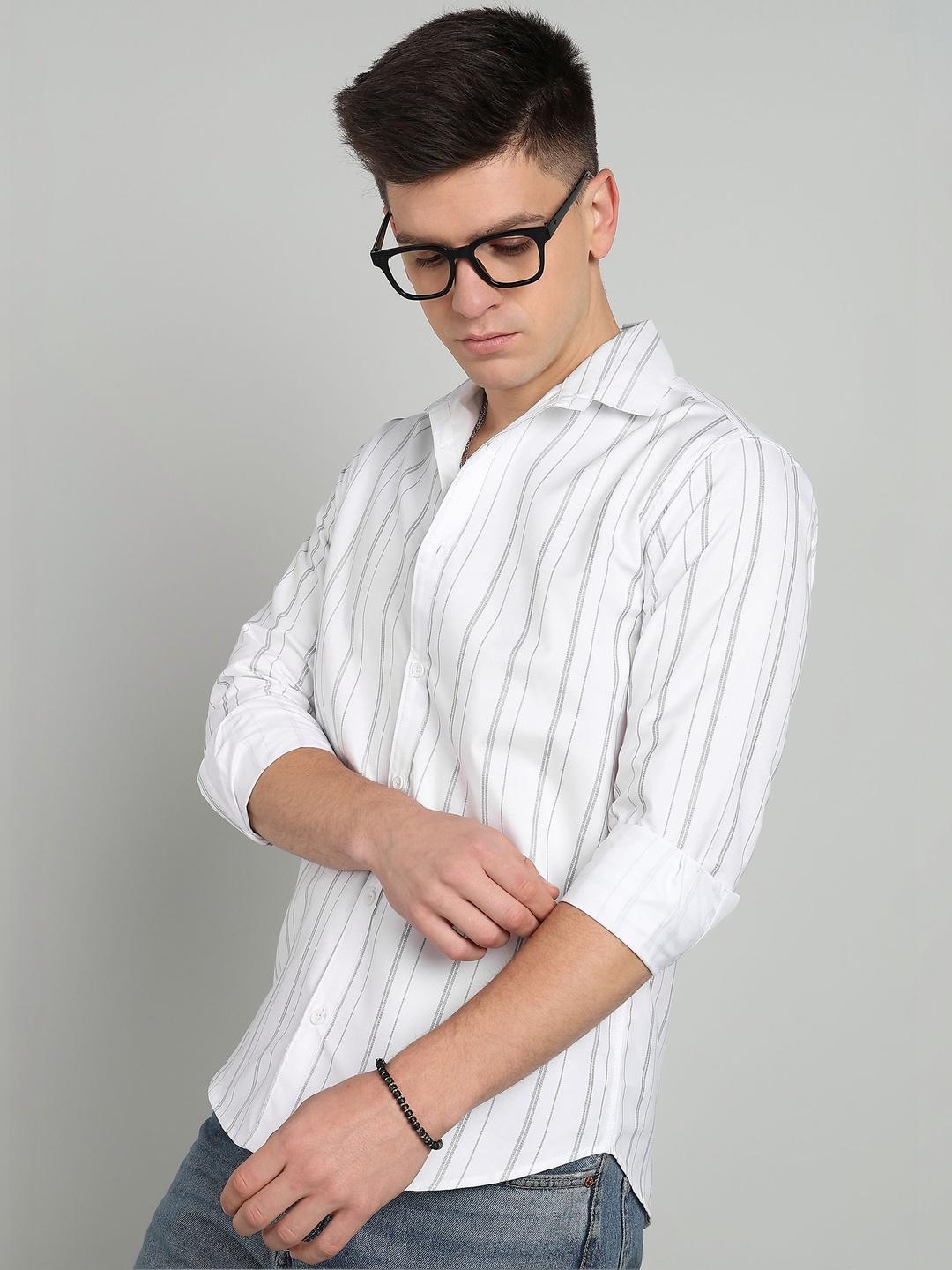 RODEIZ Men Comfort Slim Fit Striped Shirt - Image 1