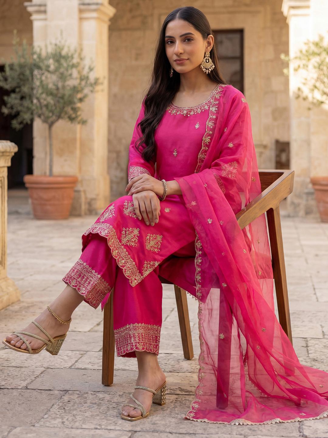 Indo Era Women Ethnic Motifs Embroidered Kurta Set - Image 1
