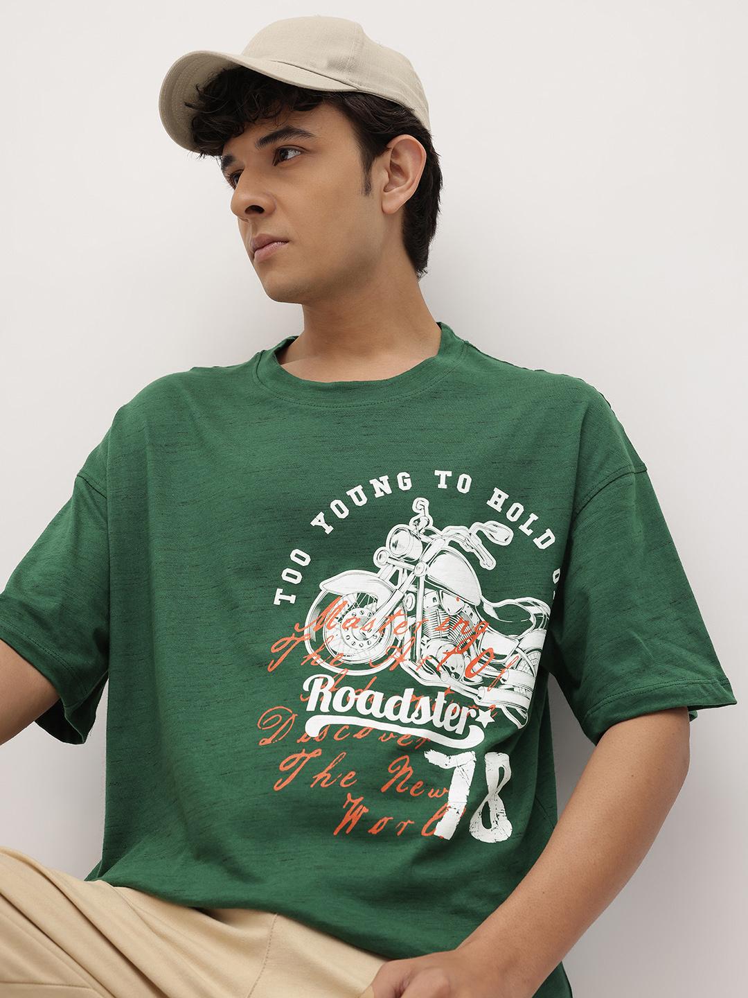 Roadster Graphic Printed Drop-Shoulder T-Shirt - Image 1