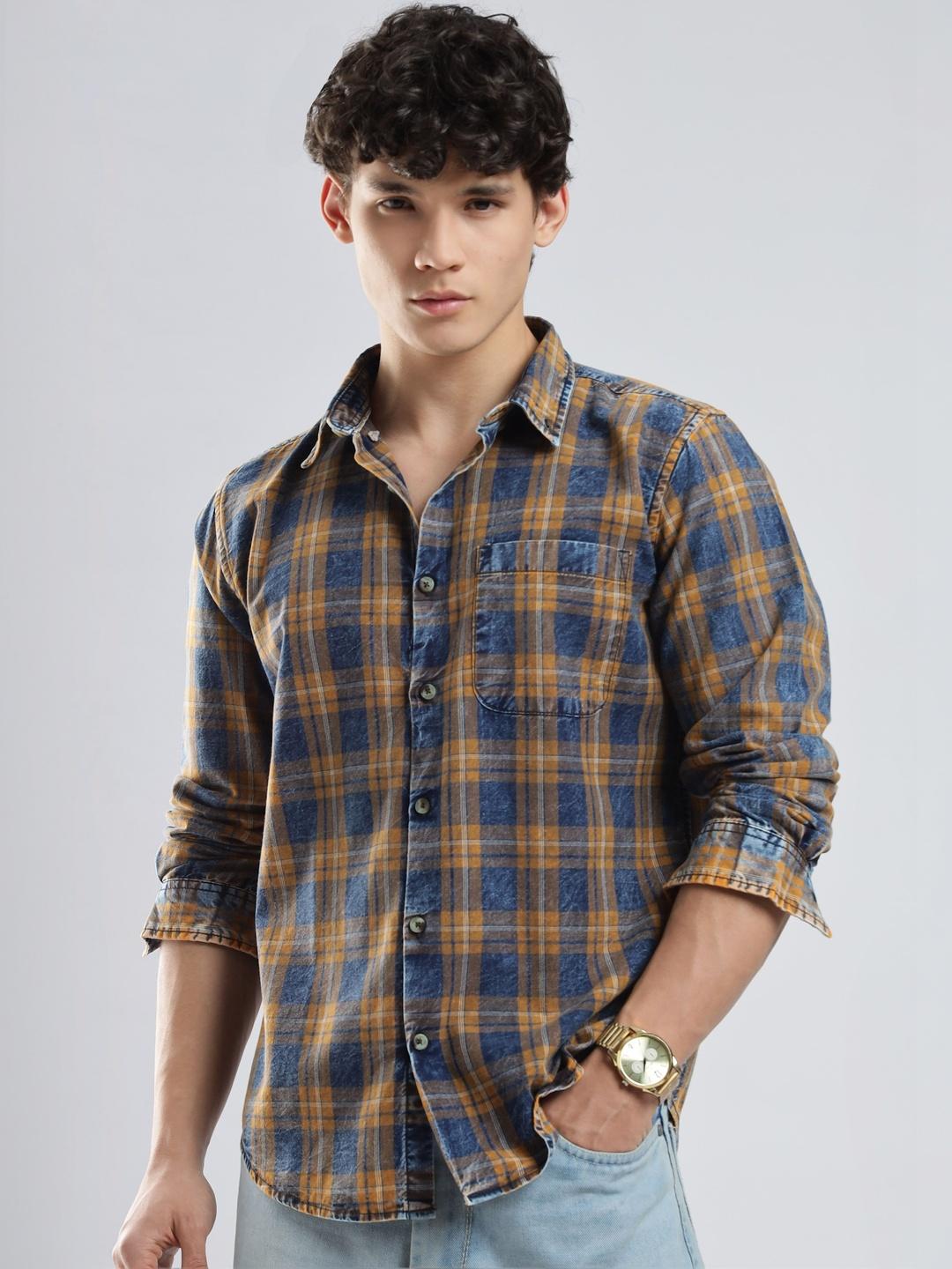 HERE&NOW Men Slim Fit Tartan Checks Shirt - Image 1