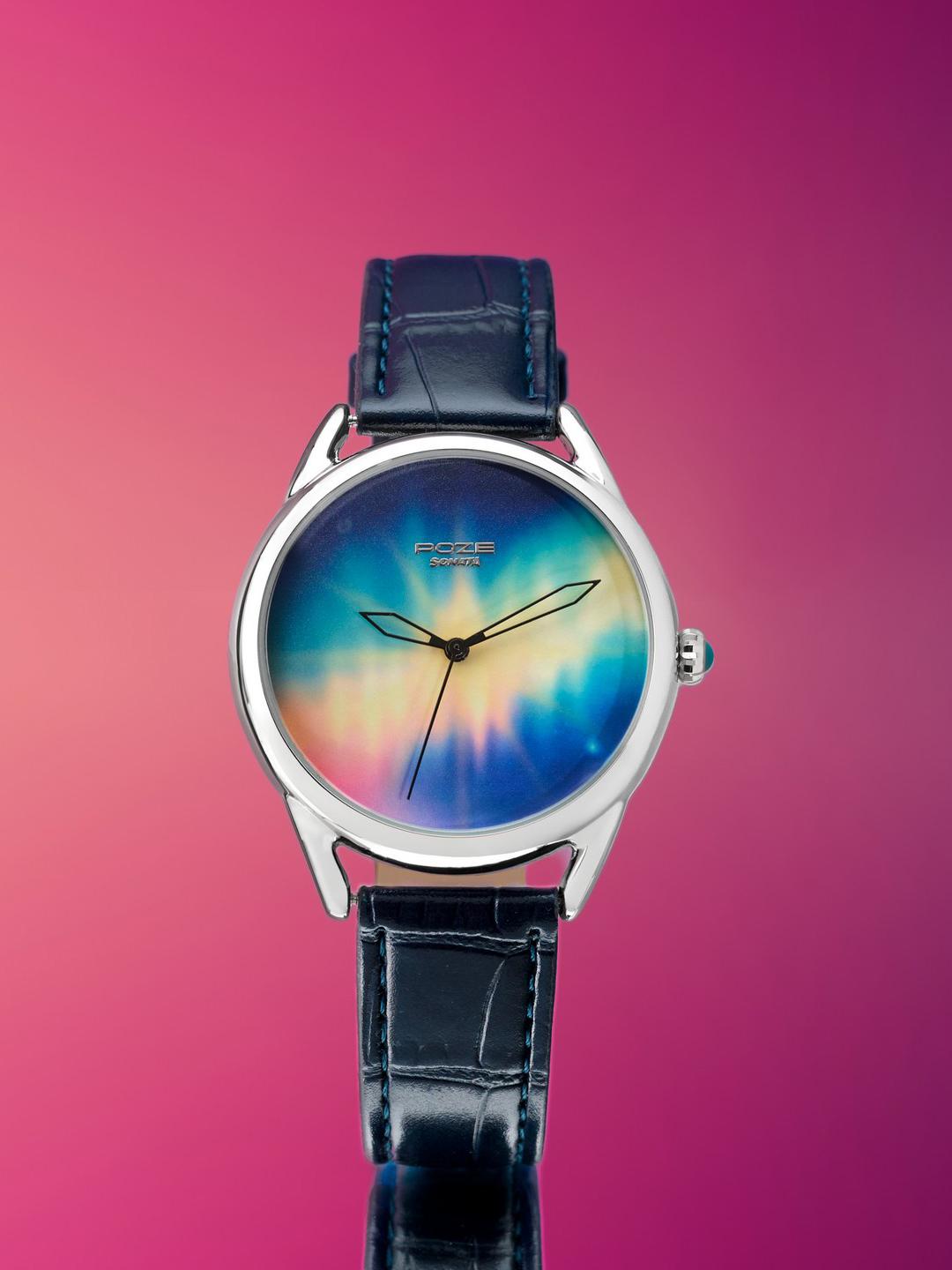 Sonata Northern Lights Poze Quartz Analog Blue Dial Watch SP70100SL03W