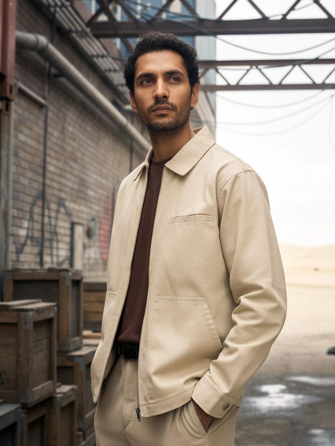 Buy XYXX Men Zip Up Solid Canvas Cotton Boxy Fit Jacket - Jackets