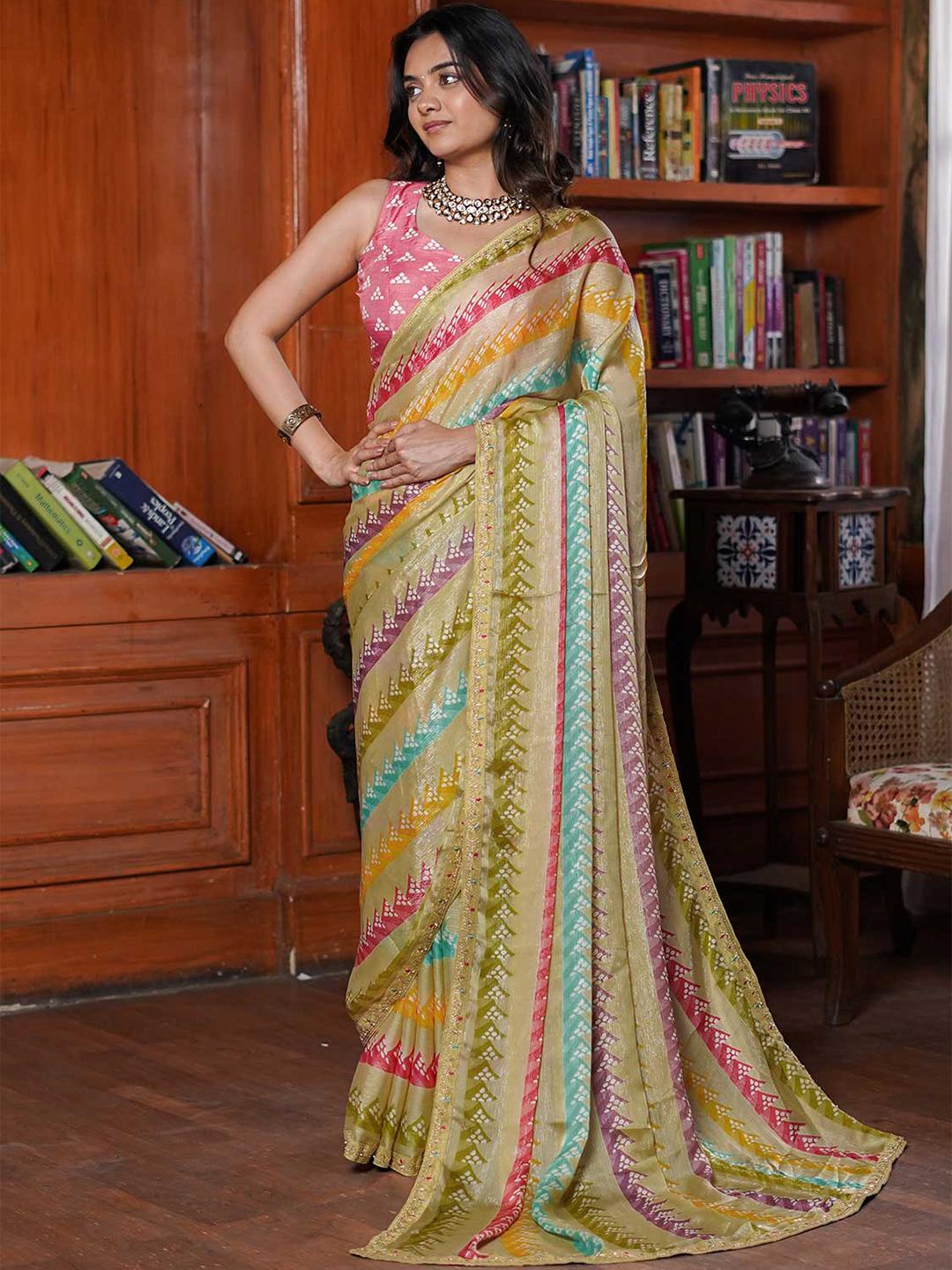 Laxmipati Bandhani Printed Saree with Blouse