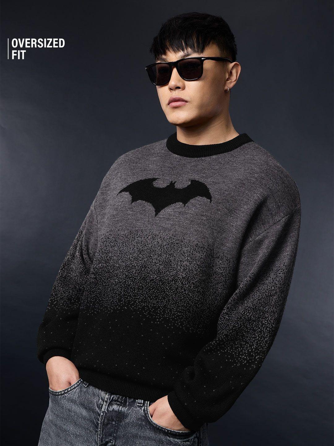 The Souled Store Men Oversized Batman Charcoal Sweaters - Image 1