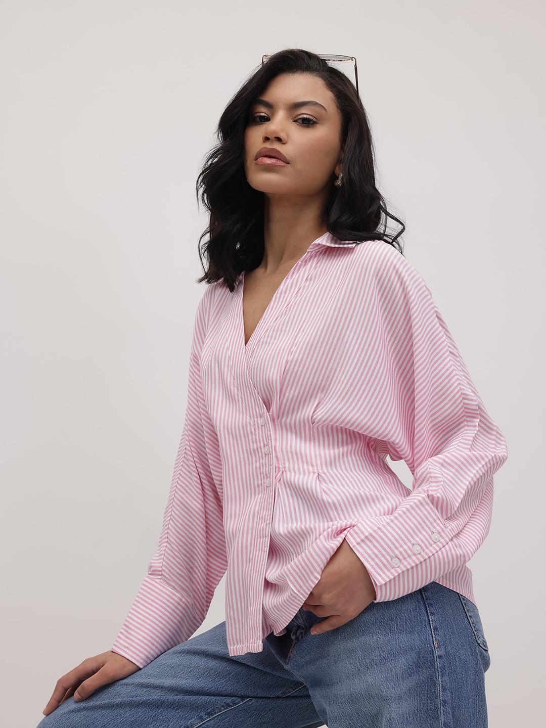 Buy The Roadster Life Co. Candy Striped Pure Cotton Casual Shirt