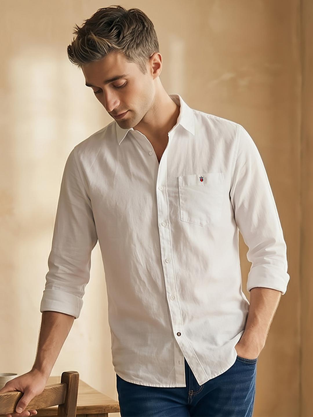 Louis Philippe Jeans Men Slim Fit Over Dyed Casual Shirt
