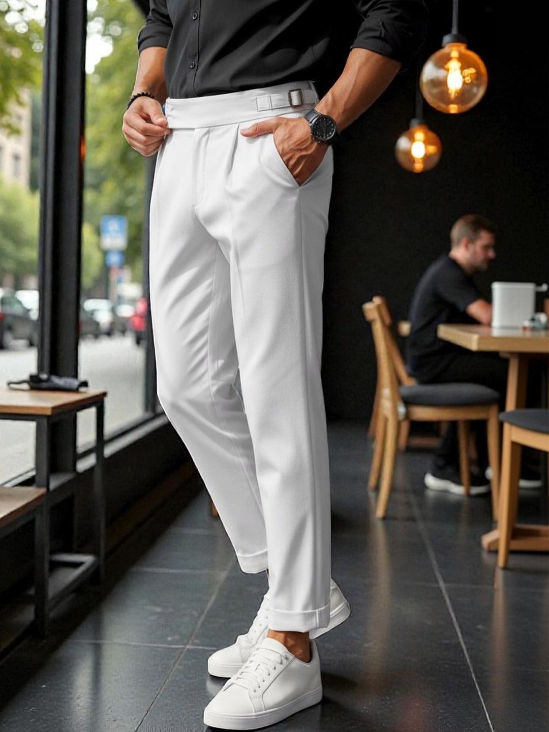 Buy COVZ Men Classic Easy Wash Pleated Gurkha Trousers - Trousers