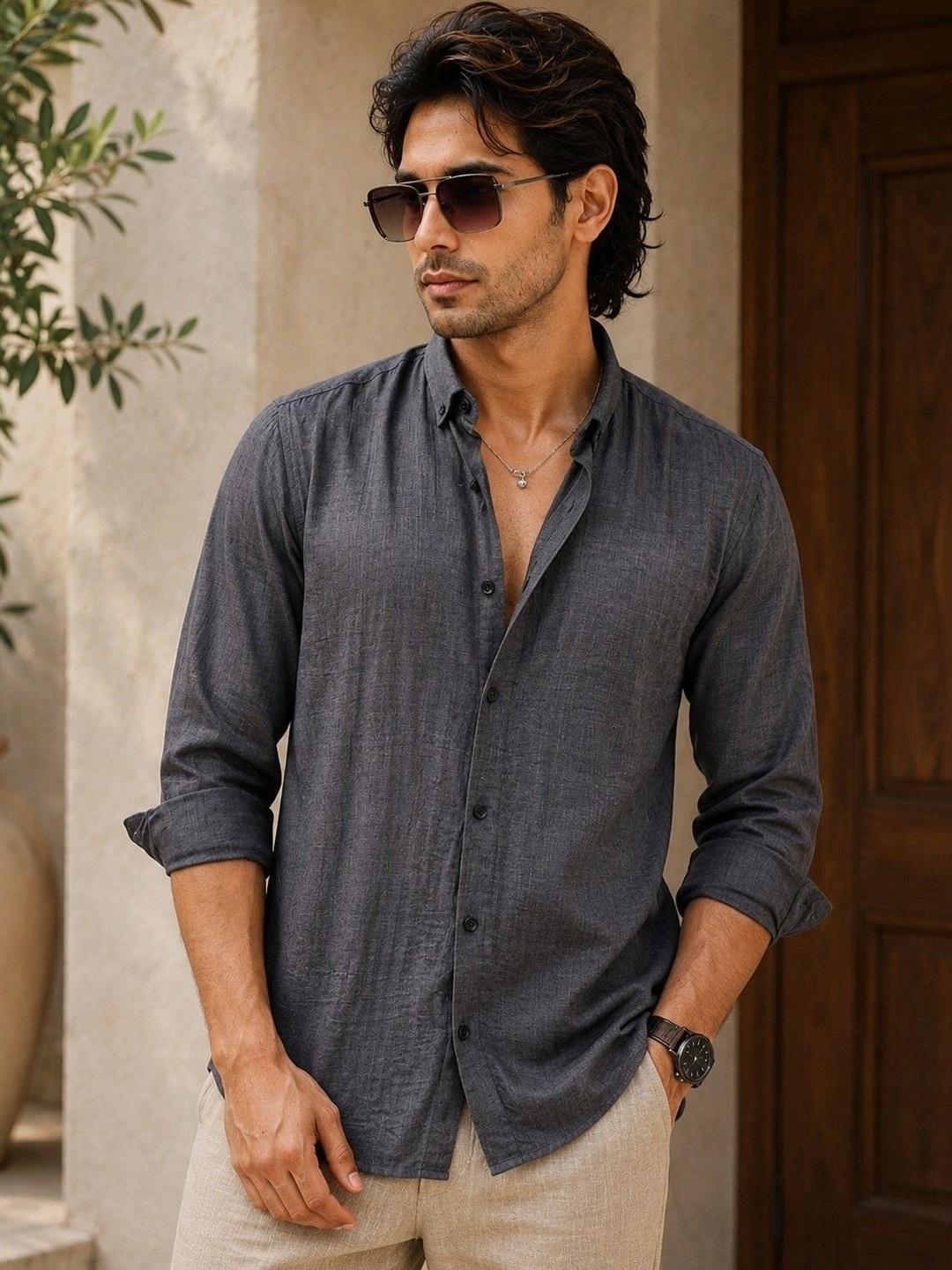 Maniac Men Collared Neck Full Sleeve Casual Shirt - Image 1