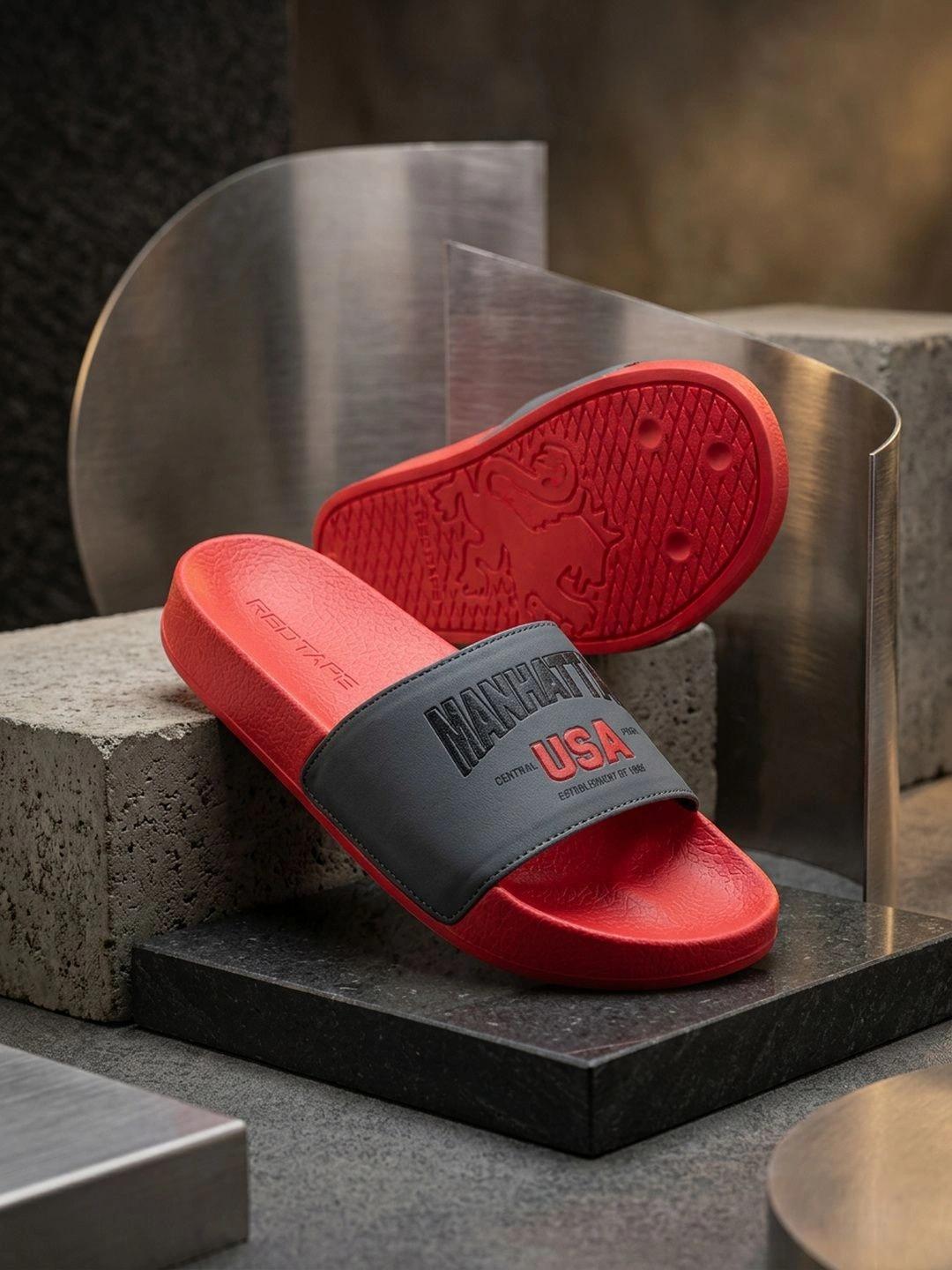 Red Tape Men Printed Sliders Red - Image 1