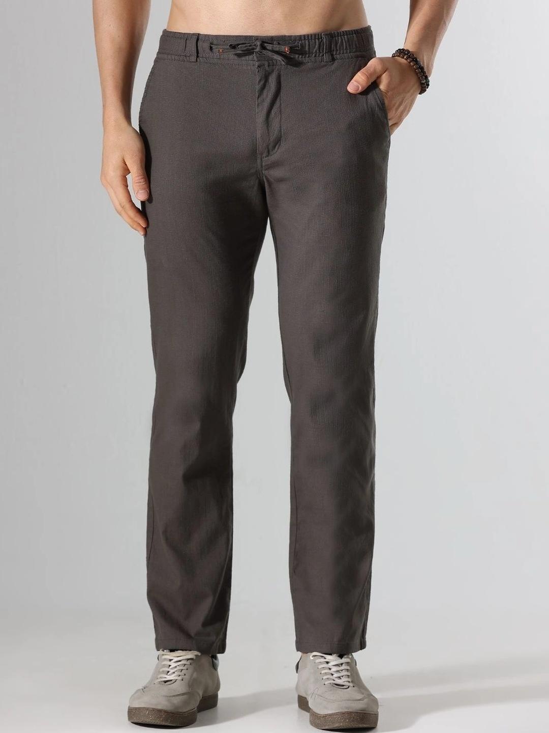 Roadster Men Relaxed-Fit Mid-Rise Linen Korean Pants