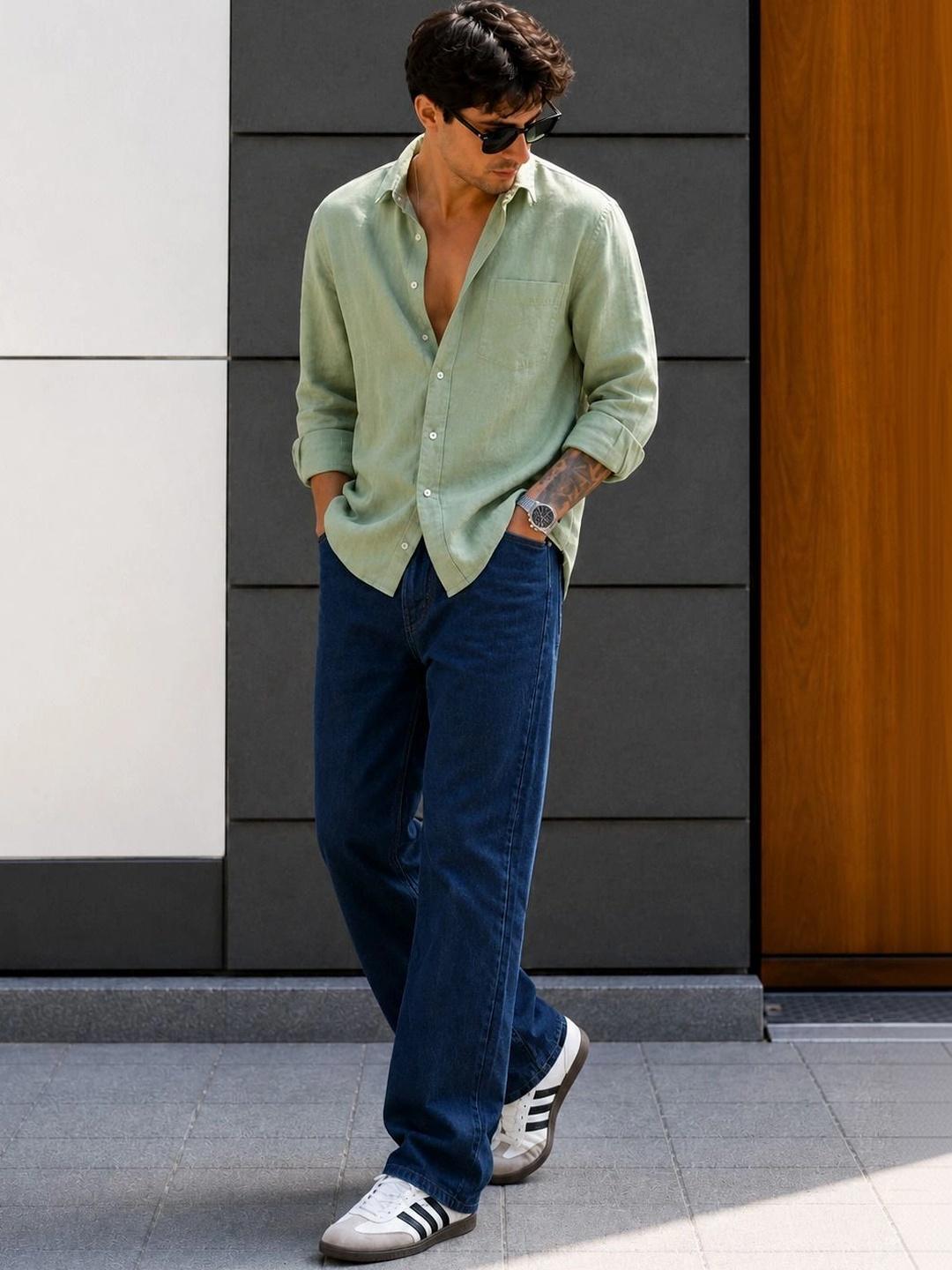 LEVORCE Men Relaxed Fit Mid-Rise Stretchable Jeans - Image 1