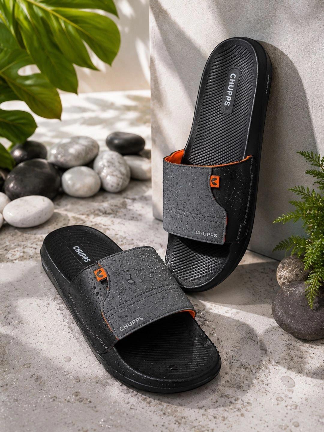 CHUPPS Men Grey Black Vapor Airsoft Orthopedic Sliders