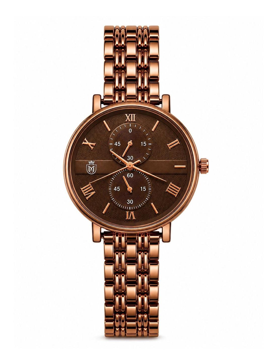 Moover Women Dial & Bracelet Analogue Watch StyleDomo-BROWN