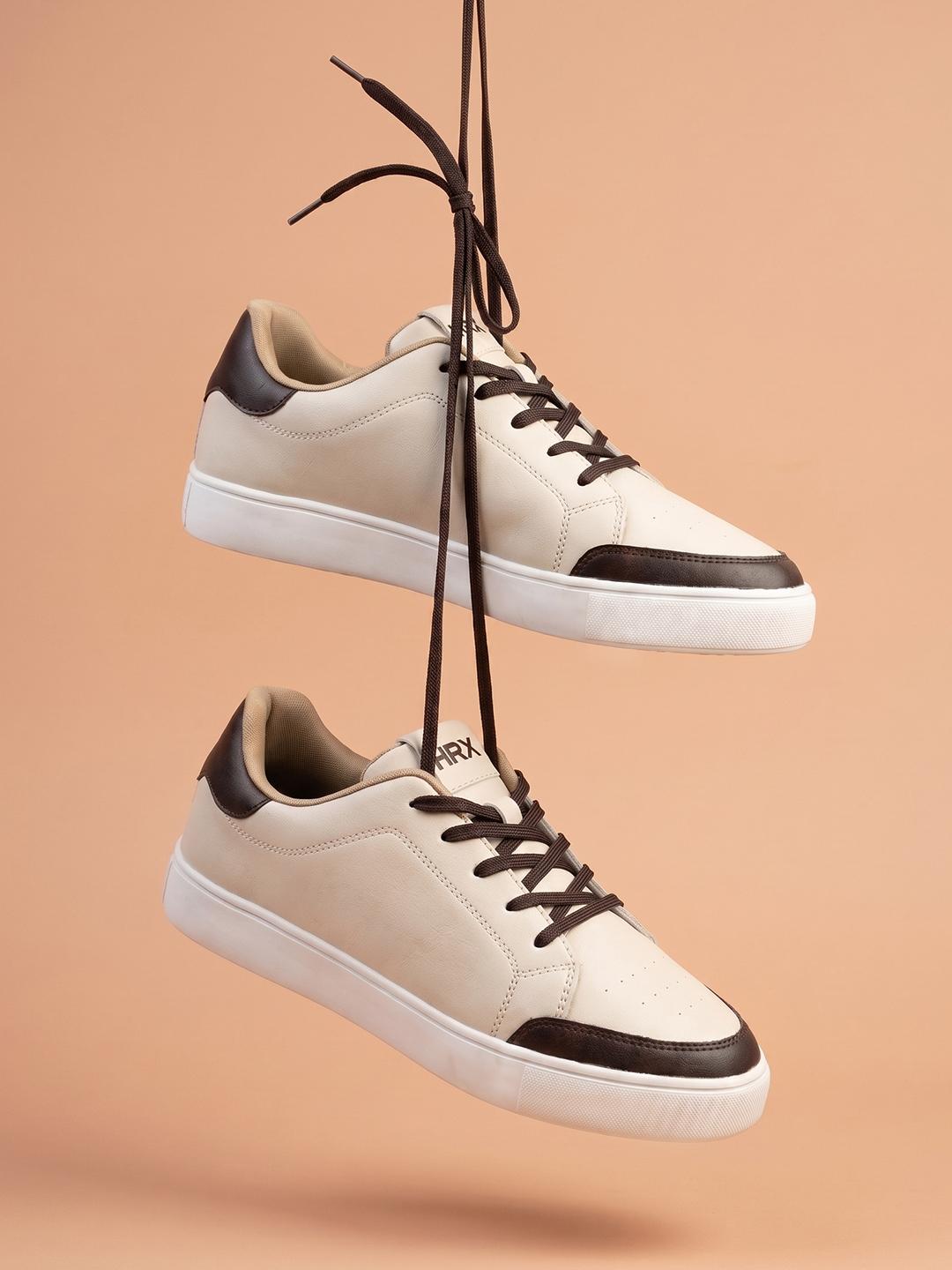 HRX by Hrithik Roshan Men Off White Chunky Sole Sneakers - Image 1