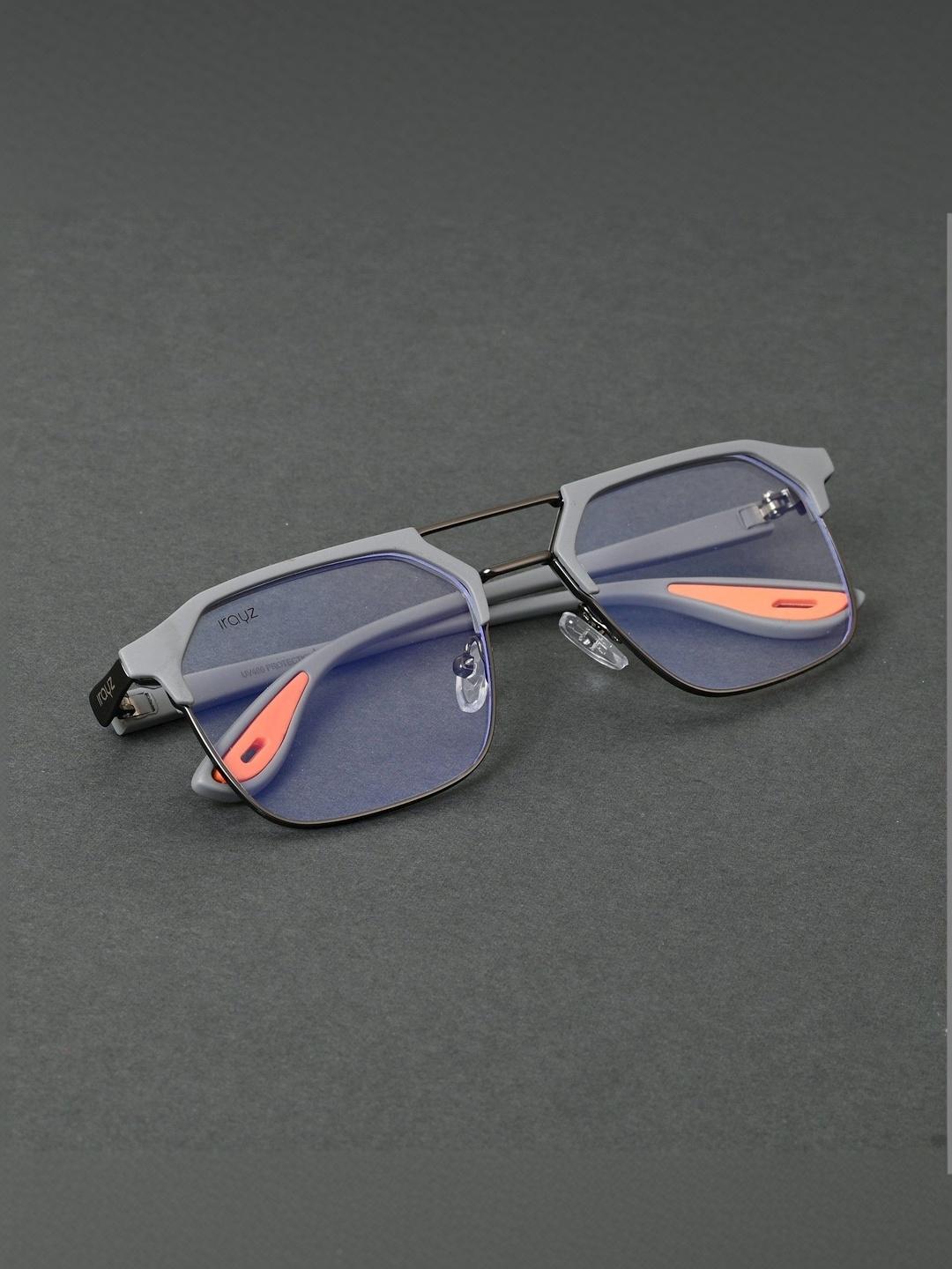 Irayz Unisex Blue Lens Silver Sunglasses - Image 1