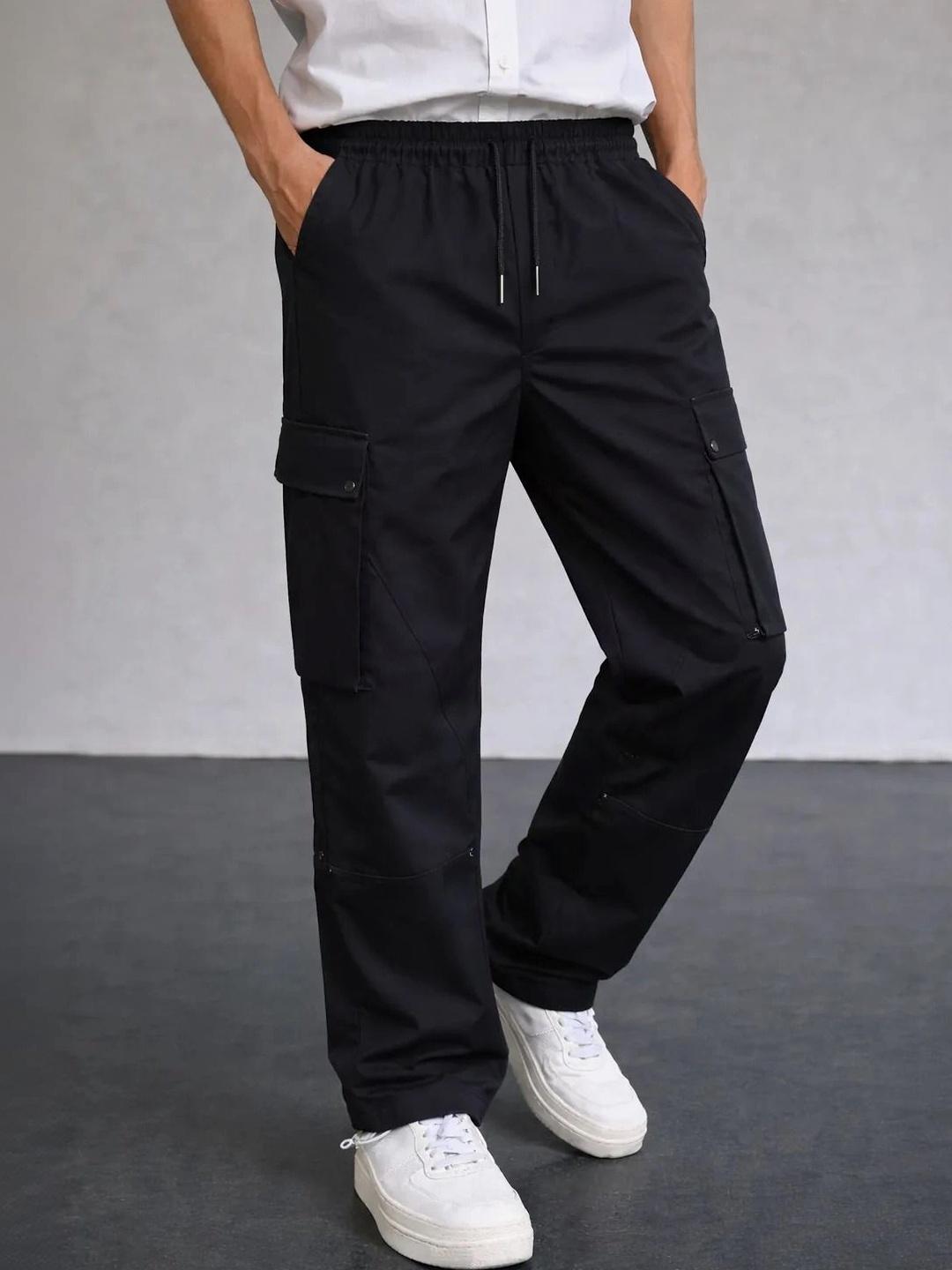 Off Duty India Black Engineered Oversized Cargo Joggers - Image 1